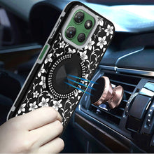 For Moto G Power 2025 Case Printed Design with Bling 360 Stand + Tempered Glass