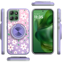 For Moto G Power 2025/26 Case Printed Design w/ Bling 360 Stand + Tempered Glass