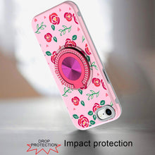For iPhone SE 3/SE 2 iPhone 8/7 Case Printed Bling Ring Stand + Tempered Glass