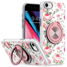 For iPhone SE 3/SE 2 iPhone 8/7 Case Printed Bling Ring Stand + Tempered Glass