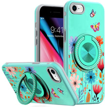 For iPhone SE 3/SE 2 iPhone 8/7 Case Printed Bling Ring Stand + Tempered Glass