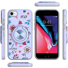 For iPhone SE 3/SE 2 iPhone 8/7 Case Printed Bling Ring Stand + Tempered Glass