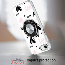For iPhone SE 3/SE 2 iPhone 8/7 Case Printed Bling Ring Stand + Tempered Glass