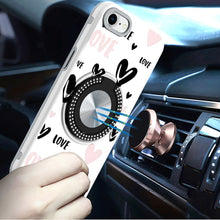 For iPhone SE 3/SE 2 iPhone 8/7 Case Printed Bling Ring Stand + Tempered Glass