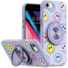 For iPhone SE 3/SE 2 iPhone 8/7 Case Printed Bling Ring Stand + Tempered Glass