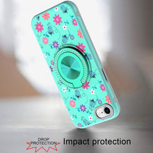 For iPhone SE 3/SE 2 iPhone 8/7 Case Printed Bling Ring Stand + Tempered Glass