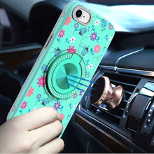 For iPhone SE 3/SE 2 iPhone 8/7 Case Printed Bling Ring Stand + Tempered Glass