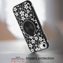 For iPhone SE 3/SE 2 iPhone 8/7 Case Printed Bling Ring Stand + Tempered Glass