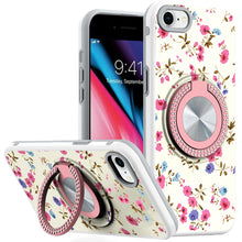 For iPhone SE 3/SE 2 iPhone 8/7 Case Printed Bling Ring Stand + Tempered Glass
