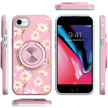 For iPhone SE 3/SE 2 iPhone 8/7 Case Printed Bling Ring Stand + Tempered Glass