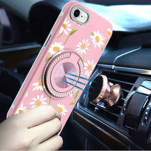 For iPhone SE 3/SE 2 iPhone 8/7 Case Printed Bling Ring Stand + Tempered Glass