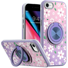 For iPhone SE 3/SE 2 iPhone 8/7 Case Printed Bling Ring Stand + Tempered Glass