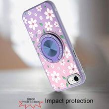 For iPhone SE 3/SE 2 iPhone 8/7 Case Printed Bling Ring Stand + Tempered Glass