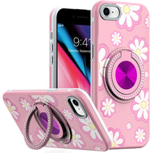 For iPhone SE 3/SE 2 iPhone 8/7 Case Printed Bling Ring Stand + Tempered Glass