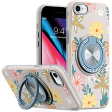For iPhone SE 3/SE 2 iPhone 8/7 Case Printed Bling Ring Stand + Tempered Glass