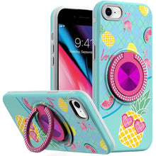For iPhone SE 3/SE 2 iPhone 8/7 Case Printed Bling Ring Stand + Tempered Glass