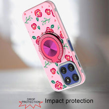 For Moto G Stylus 2025 Case Printed Magnetic Bling Ring Stand + Tempered Glass