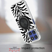 For Moto G Stylus 2025 Case Printed Magnetic Bling Ring Stand + Tempered Glass