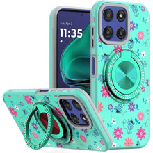 For Moto G Stylus 2025 Case Printed Magnetic Bling Ring Stand + Tempered Glass