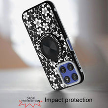 For Moto G Stylus 2025 Case Printed Design with Bling 360 Stand + Tempered Glass