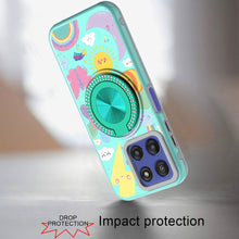 For Moto G Stylus 2025 Case Printed Design with Bling 360 Stand + Tempered Glass