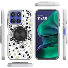 For Moto G Stylus 2025 Case Printed Design with Bling 360 Stand + Tempered Glass