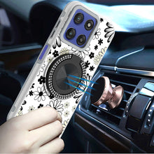 For Moto G Stylus 2025 Case Printed Design with Bling 360 Stand + Tempered Glass