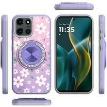 For Moto G Stylus 2025 Case Printed Design with Bling 360 Stand + Tempered Glass