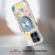 For Moto G Stylus 2025 Case Printed Magnetic Bling Ring Stand + Tempered Glass