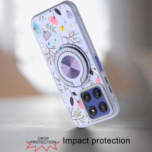 For Moto G Stylus 2025 Case Printed Design with Bling 360 Stand + Tempered Glass