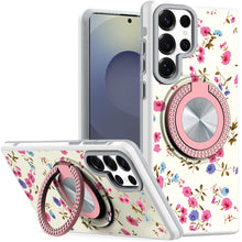 For Samsung S25 Ultra Case Printed Design with Bling 360 Stand + Tempered Glass