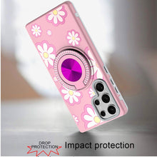 For Samsung S25 Ultra Case Printed Design with Bling 360 Stand + Tempered Glass