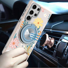 For Samsung S25 Ultra Case Printed Design with Bling 360 Stand + Tempered Glass