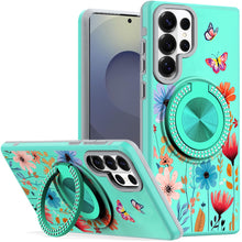 For Samsung S26 Ultra Case Printed Design with Bling 360 Stand + Tempered Glass