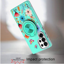 For Samsung S26 Ultra Case Printed Design with Bling 360 Stand + Tempered Glass