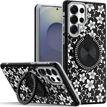 For Samsung S26 Ultra Case Printed Design with Bling 360 Stand + Tempered Glass