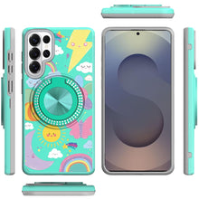 For Samsung S26 Ultra Case Printed Design with Bling 360 Stand + Tempered Glass