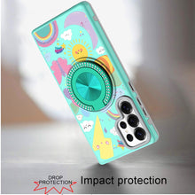 For Samsung S26 Ultra Case Printed Design with Bling 360 Stand + Tempered Glass