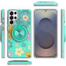 For Samsung S26 Ultra Case Printed Design with Bling 360 Stand + Tempered Glass