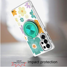 For Samsung S26 Ultra Case Printed Design with Bling 360 Stand + Tempered Glass
