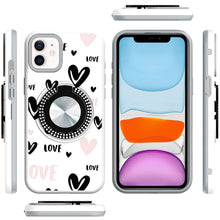 For iPhone 11 6.1 in. Case Printed Magnetic Bling Ring Stand + Tempered Glass