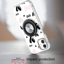 For iPhone 11 6.1 in. Case Printed Magnetic Bling Ring Stand + Tempered Glass