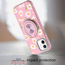 For iPhone 11 6.1 in. Case Printed Magnetic Bling Ring Stand + Tempered Glass