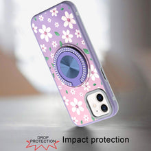 For iPhone 11 6.1 in. Case Printed Magnetic Bling Ring Stand + Tempered Glass