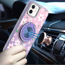 For iPhone 11 6.1 in. Case Printed Magnetic Bling Ring Stand + Tempered Glass