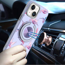 For iPhone 15 Case Printed Design with Bling 360 Stand Cover + 2 Tempered Glass