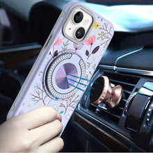 For iPhone 15 Case Printed Design with Bling 360 Stand Cover + 2 Tempered Glass