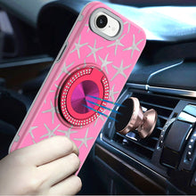 For iPhone 16e Case Printed Design Magnetic Bling Ring Stand + Tempered Glass