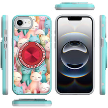 For iPhone 16e Case Printed Design with Bling 360 Stand Cover + Tempered Glass