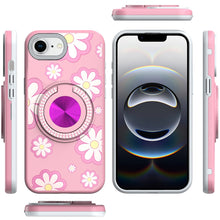 For iPhone 16e Case Printed Design with Bling 360 Stand Cover + Tempered Glass